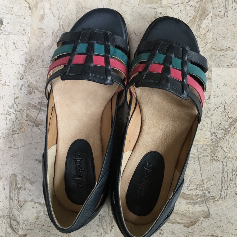 Leather Huaraches Low Heel Open Toe Wide New Size 7 W